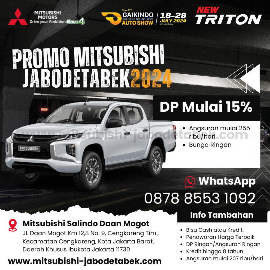 Promo Mitsubishi Jabodetabek - Kredit Triton DP 15 Persen - Dealer Mitsubishi Daan Mogot
